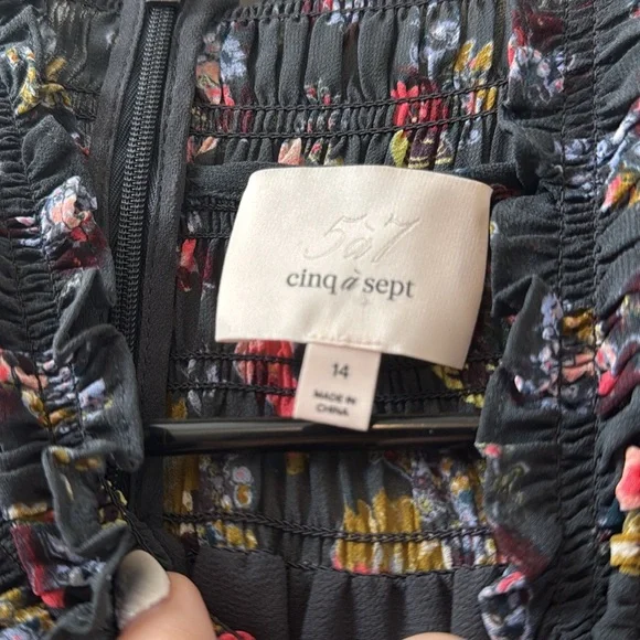 Cinq a Sept Floral Long Sleeve Dress with Ruffle Details - Picture 4 of 4